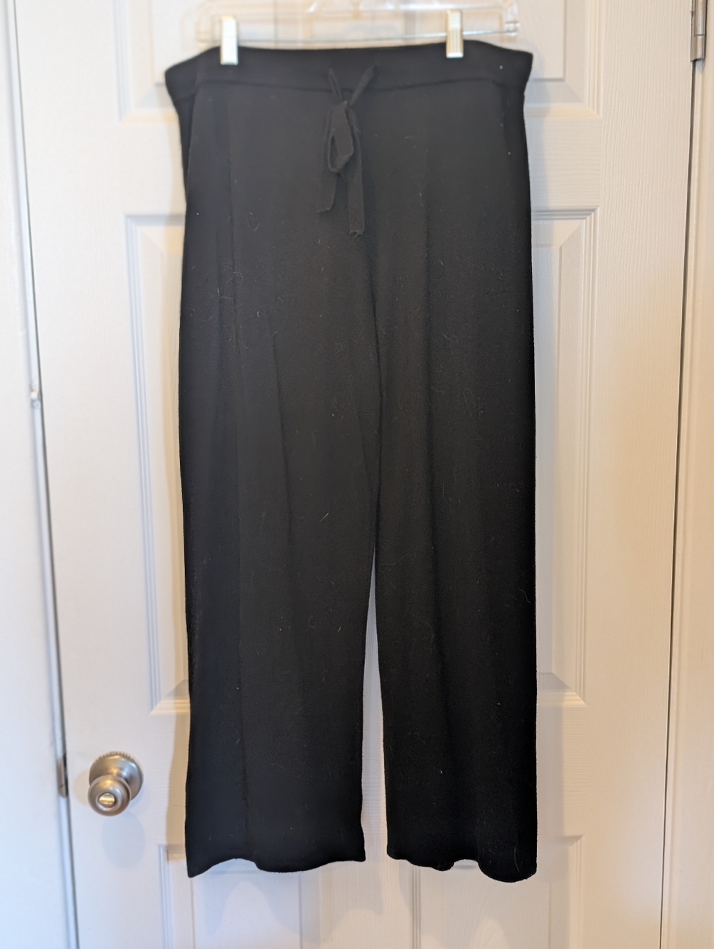 Luxury‎ Cashmere Blend Wide Leg Pants Black Cozy Lounge Soft Knit Size L